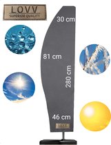 LOVV Parasolhoes- voor zweefparasol tot 4.00m-met Rits, Stok en Gleuf-280x81 cm-Waterdicht-Grijs