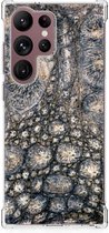 Shockproof Case Geschikt voor Samsung Galaxy S23 Ultra Telefoon Hoesje met doorzichtige rand Krokodillenprint