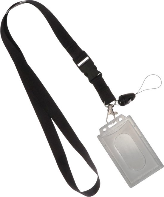 Fako Bijoux® - Lanière + Porte Carte Plastique - Lanière - Porte Badge - 51cm - 20mm - Zwart