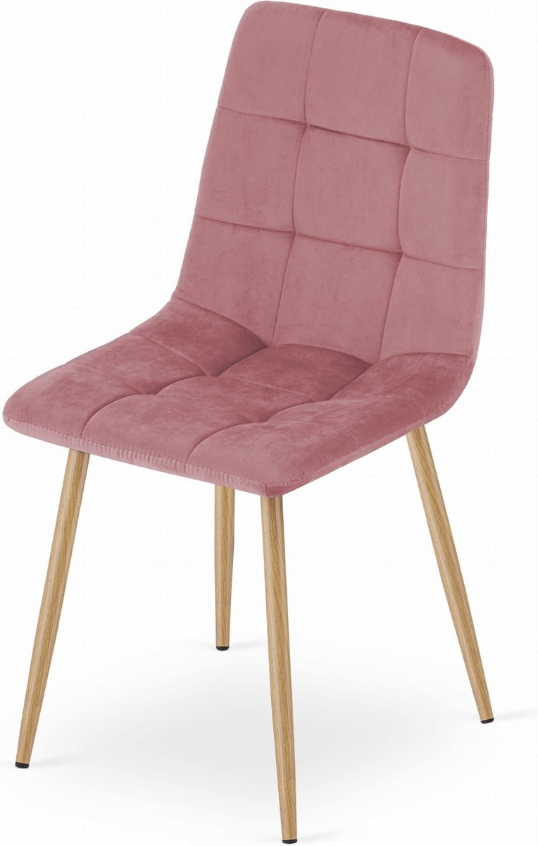 KARA - Velvet eetkamerstoel - roze - set van 4 eetstoelen