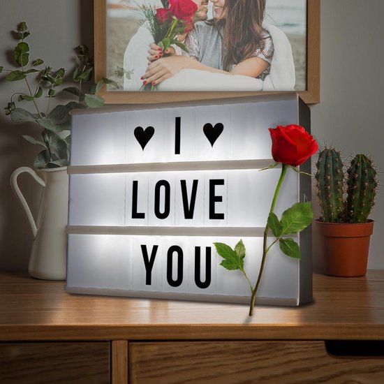 Lightbox - letterbak met licht - lichtbox voor kleine boodschappen - woondecoratie - A4 - zwart - 30,5 x 22 x 6,5 cm - DisQounts