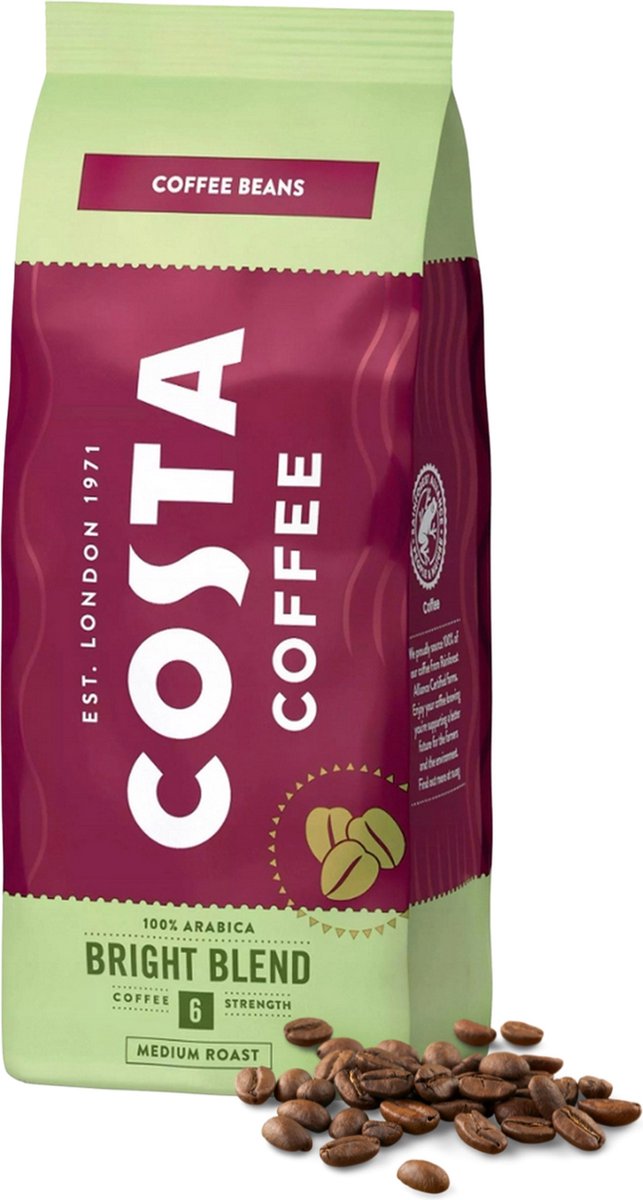 Costa Coffee Bright Koffie Blend Medium Bonen, Koffiebonen 2kg