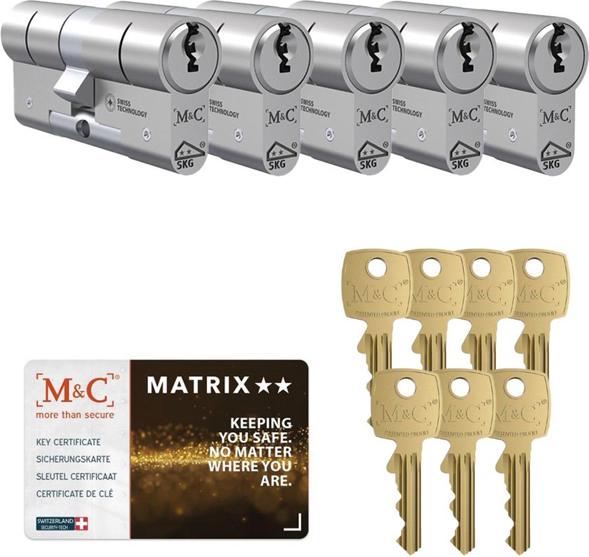 M&C Matrix SKG** cilinderslot gelijksluitende set van 5