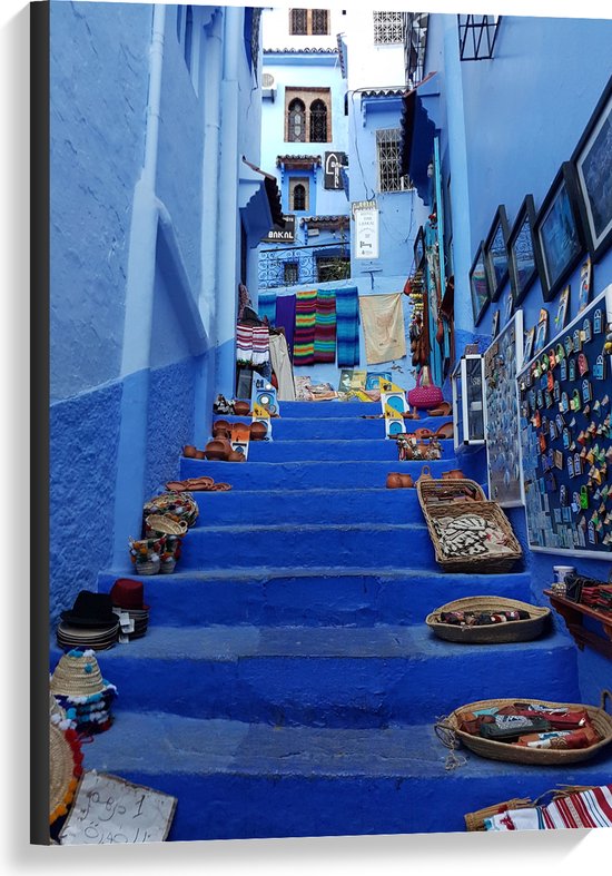 WallClassics - Canvas - Kunst op Straat - Marokko - 60x90 cm Foto op Canvas Schilderij (Wanddecoratie op Canvas)