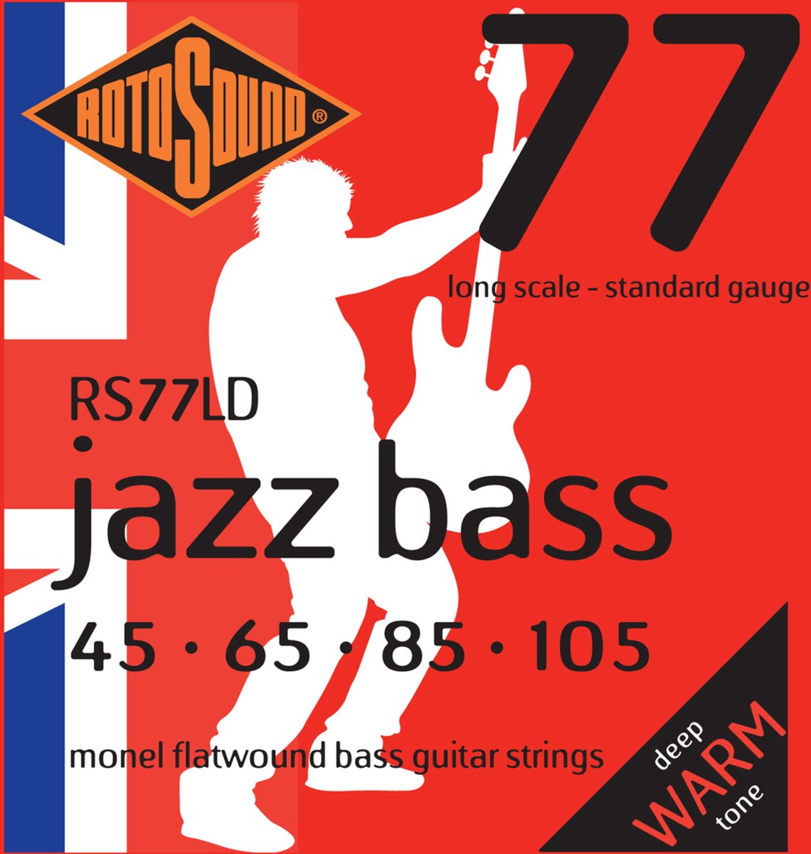 Snarenset basgitaar - Rotosound RS77LD - Jazz Bass 77 - Monel flatwound - 45-105 - Standard gauge