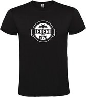 Zwart T-Shirt met “Legend sinds 1970 “ Afbeelding Wit Size XL