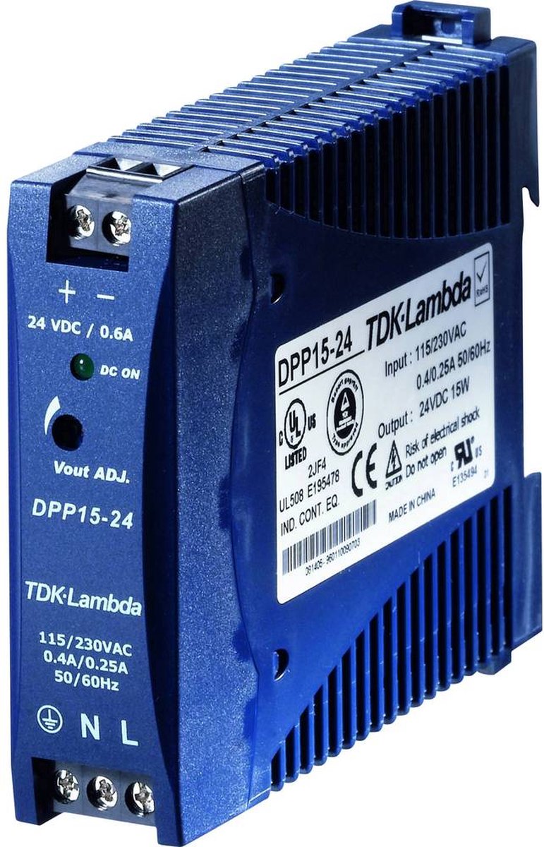 TDK-Lambda DPP15-24 DIN-rail netvoeding 24 V/DC 0.63 A 15 W Aantal uitgangen: 1 x Inhoud: 1 stuk(s)