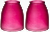 Bellatio Design Bloemenvaas - 2x - mat paars glas - D13 x H15 cm - vaas