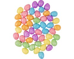 Decoratie glitter kleine paaseieren/eitjes - foam - gekleurd - set van 50x - 2 cm p/stuk