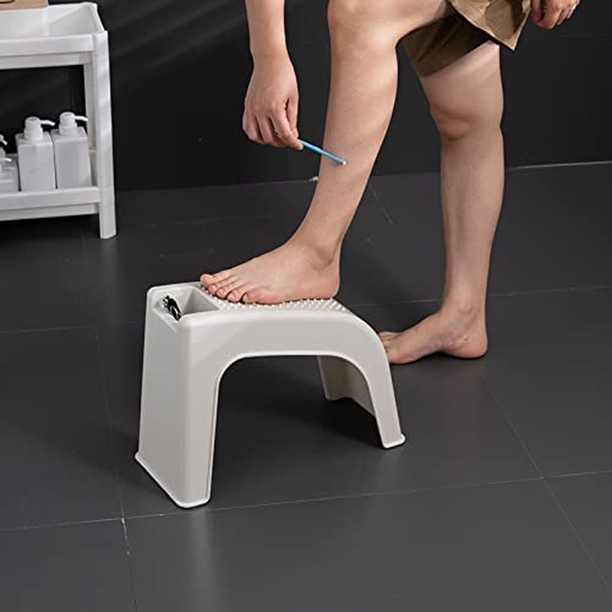 Douche Repose-pieds Rasage Salle de bain Pied Step Métal Douche  Repose-pieds Pour Femme Rasant les jambes (argent)