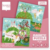 Puzzle à Scratch Magnétique: PUZZLE MAGNETIQUE BOOK TO GO - PRINCESSE 18x18x1.5cm (fermé), 54x18x0.5cm (ouvert), avec 2 puzzles magnétiques de 20 pièces, 3+