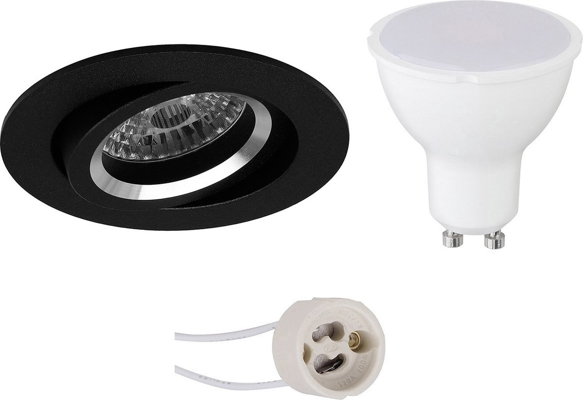 GU10 Inbouwspot Set - Mat Zwart - Inbouw Rond - Kantelbaar - Proma Aerony Pro - 4W - Warm Wit 3000K - Ø82mm
