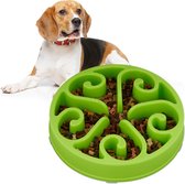 Relaxdays anti schrokbak hond - grote voerbak tegen schrokken - hondenvoerbak 1500 ml - groen