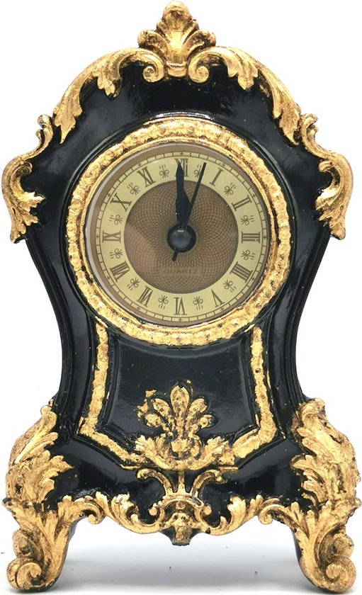 Horloge de table Baroque - Zwart- or - (HxLxP) 18,5 cm x 11 cm x 4 cm | bol