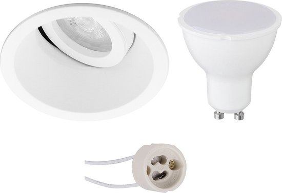 LED Spot Set - Proma Zano Pro - GU10 Fitting - Dimbaar - Inbouw Rond - Mat Wit - 6W - Natuurlijk Wit 4200K - Kantelbaar - Ø93mm