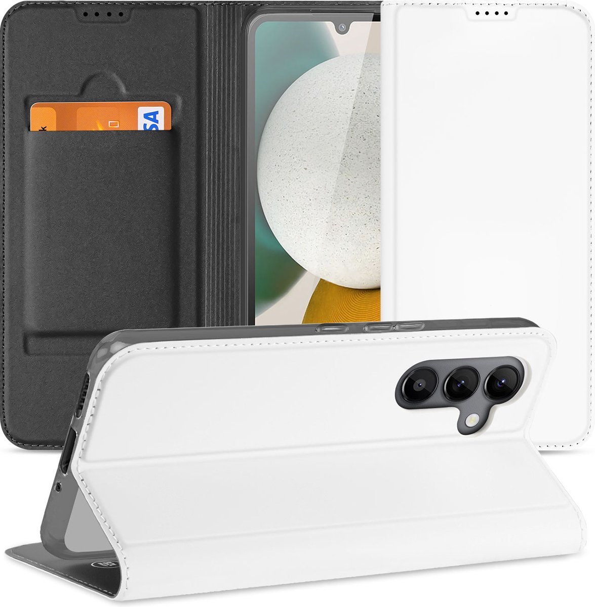 Stand Case Hoesje voor de Samsung Galaxy A34 Wit met Pashouder