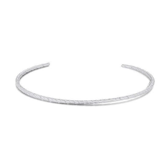 Bracelet Twice As Nice en acier inoxydable, jonc fin ouvert, rayé 6 cm