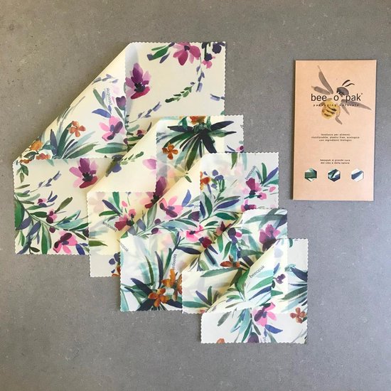 little bee fresh Biologische bijenwasdoeken, starterset uit Duitsland, waspapier voor levensmiddelen, natuurlijk en plasticvrij vers, handgemaakt tafelzeil van biologische grondstoffen, S/M/L, jungle