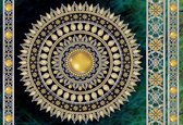 Fotobehang - Vlies Behang - Gouden Mandala op een Groene Achtergrond - 312 x 219 cm