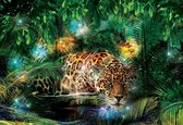 Fotobehang - Vlies Behang - Jungle Panter - Luipaard - Jaguar - 368 x 380 cm