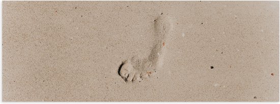 Poster (Mat) - Voetstap van Mens in het Zand van Strand - 60x20 cm Foto op Posterpapier met een Matte look