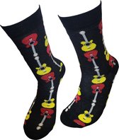 Verjaardags cadeau - Gitaren Sokken - Gitaar - vrolijke sokken - witte sokken - tennis sokken - sport sokken - valentijns cadeau - sokken met tekst - aparte sokken - grappige sokken - Socks waar je Happy van wordt - maat 37-44