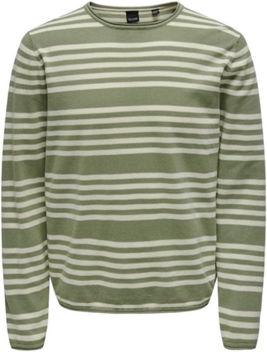 Only & Sons-Trui heren -Onsoby stripe-Seagrass/antique
