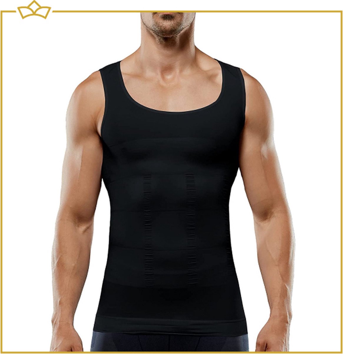 ATTREZZO® Corrigerend hemd mannen - shapewear - Maat M - Zwart