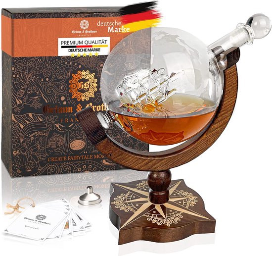 Grimm & Brothers: boussole carafe bois véritable - carafe whisky 850ml avec  carte de... | bol.com