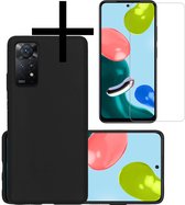 Hoes Geschikt voor Xiaomi Redmi Note 11 Hoesje Cover Siliconen Back Case Hoes Met Screenprotector - Zwart