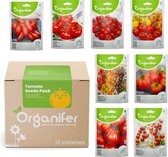 Tomatenzaden Pakket – 13 Soorten - Organifer - Voor Elke Tuinier, Non-GMO, Heirloom & Hybride Variëteiten, Geschikt voor Kas & Tuin, Rijke Oogst van Diverse Smaken en Kleuren, Kweekhandleiding, voor Salades, Sauzen & Snacks - Gezonde, Verse Tomaten