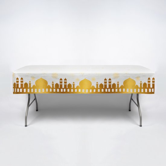 Festivz Wit Ramadan Tafelkleed Versiering Set - Verjaardag Ramadan Eid Feest Decoratie - 220 x 130 cm