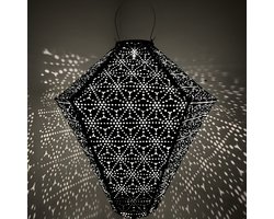 Solar lampion met motief – diamant vorm - 35 b x 35 h – donker groen - tuinverlichting voor buiten