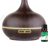 Vivid Green Aroma diffuser 550 ML - Aromatherapie - Verstuiver etherische olie - Luchtbevochtiger - Geurverspreider – Aromadiffusers - Vernevelaar - Olie - Donkerbruin