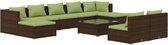 vidaXL - 10-delige - Loungeset - met - kussens - poly - rattan - bruin