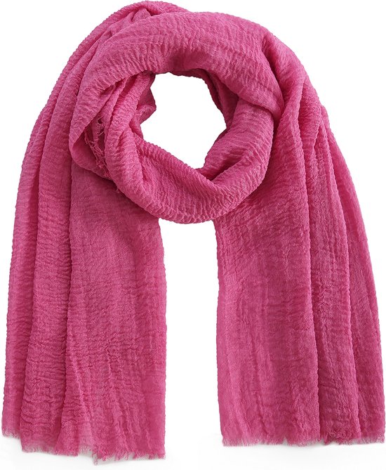 Echarpes Emilie L'indispensable foulard - foulard - rose fuchsia - lin - viscose - coton