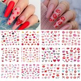 12 Stuks Nagelstickers – Harten voor Valentijn – Lippen, Hartjes, Rozen – Nail Art Stickers