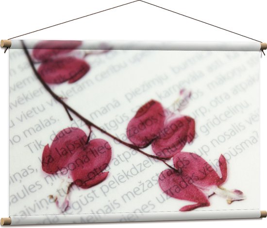WallClassics - Affiche textile - Brindille fleurie de Boekpagina - 90x60 cm Photo sur textile