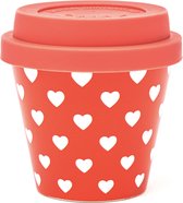Quy Cup - 90ml Ecologische Reis Beker - Espressobeker “Heart” met Rode Siliconen deksel