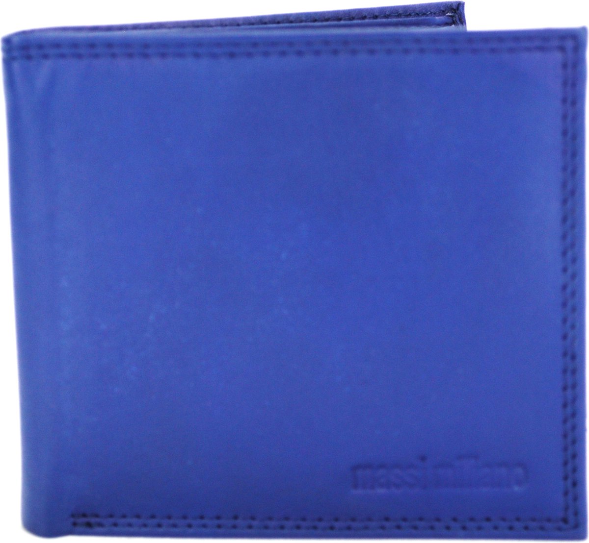 Massi Miliano Portemonnee Heren Rundleer Navyblauw - Billfold- (PHXW-309-9) -11x2x10cm-