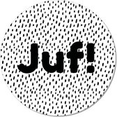 The Big Gifts - Muismat 'Juf' - Rond - Wit met zwart - 23cm
