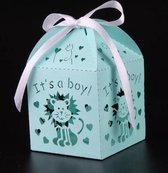 DW4Trading Geschenkdoosjes Leeuw - Its A Boy - Cadeaudoosjes met Strikje - Babyshower - 5 Stuks - 7,5x5x5 cm - Parelmoer Mintgroen