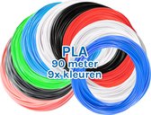 3D Pen Vullingen PLA 90 Meter - Filament 1,75 mm - 9 Kleuren - 9 x 10 Meter - Navullingen - DIY - Knutselen - Leren Tekenen - Creatief - Blauw, Turquoise, Groen, Transparant, Wit, Zwart, Grijs, Roze, Rood - 3D&Print