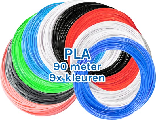 3D&Print 3D Pen Vullingen - Filament PLA - 3D Printer Filament - 9 kleuren  - 1,75mm -... | bol.com