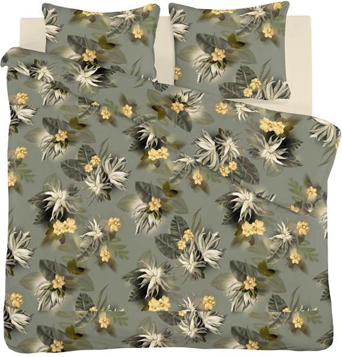 iSeng Flower Mix Dekbedovertrek - Tweepersoons - 200x200/220 cm - Green