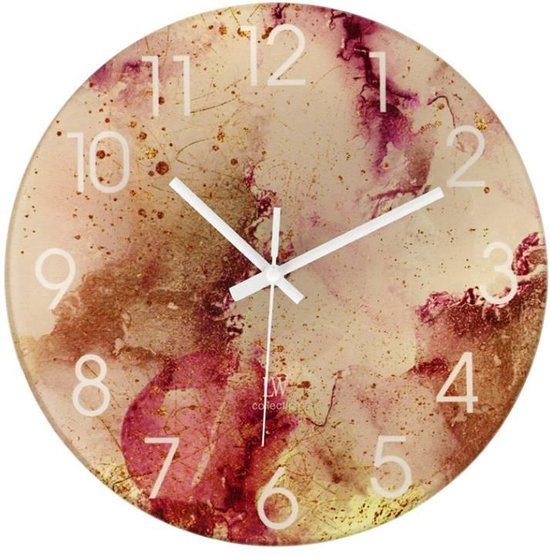 LW Collection horloge murale verre couleur sable 30cm - petite horloge - horloge murale silencieuse - horloge de cuisine silencieuse