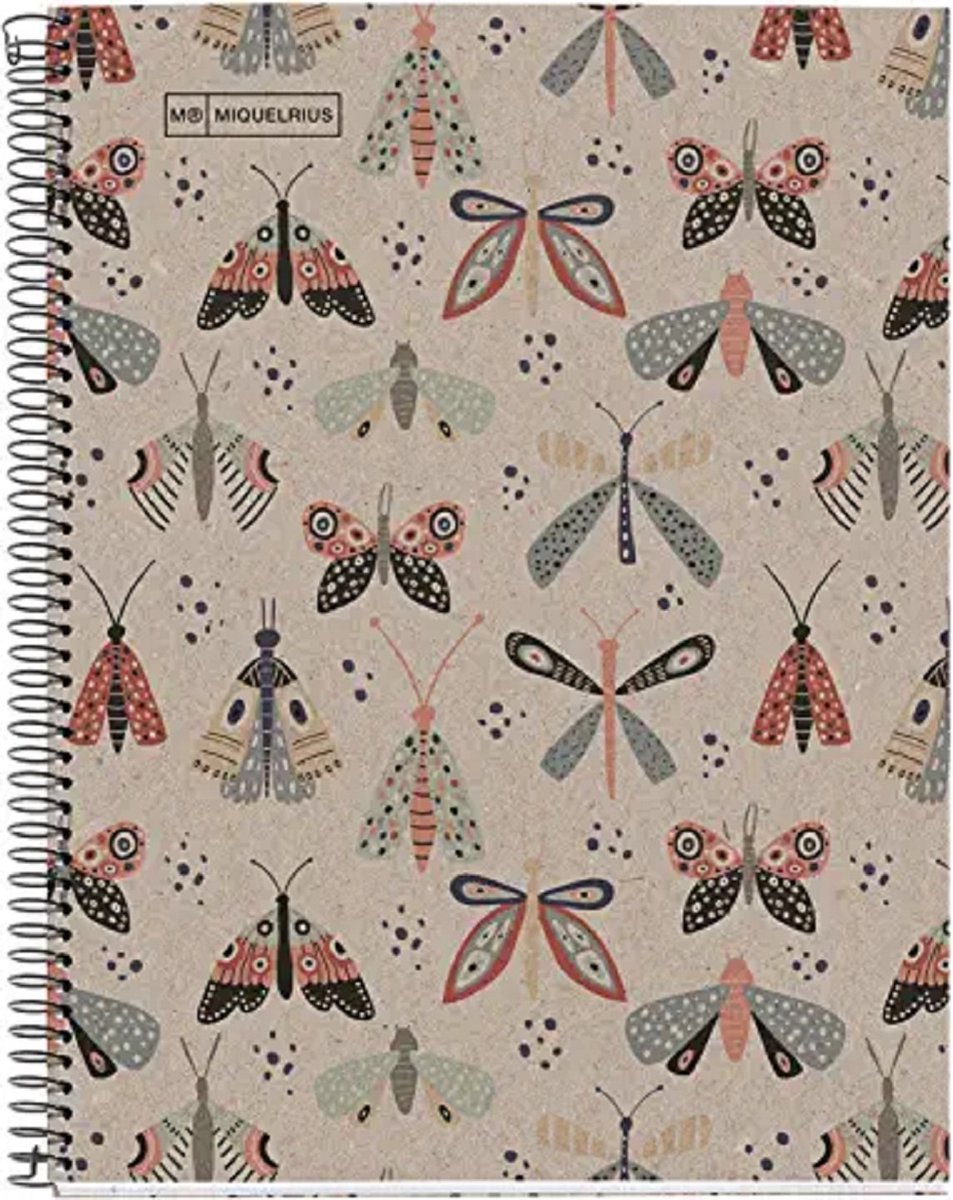 Miquelrius - Notebook A4 Ecobutterfly - 80 vel - geruit papier 4-gaatsperforatie