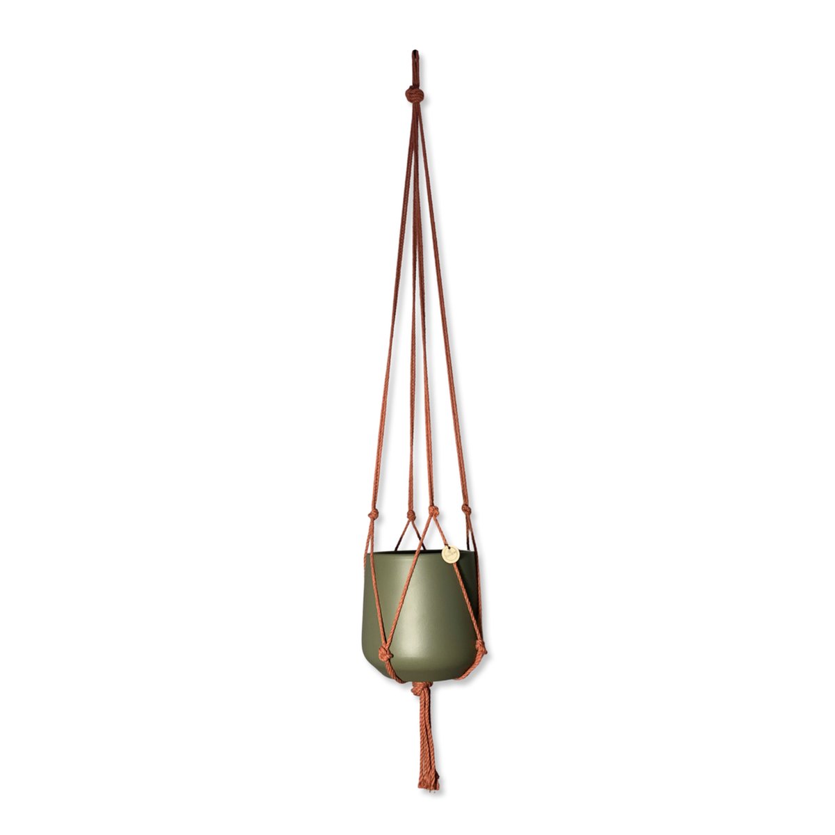 Minimalistische Plantenhanger - Kies kleur en lengte - Rood/Roestbruin - 100 cm lang - Katoenkoord - Geschikt voor Pot met Diameter t/m 20 cm - Handgemaakt in ons Macramé Atelier - Prijs per Stuk - Let op: Exclusief Pot - Inclusief Verzendkosten