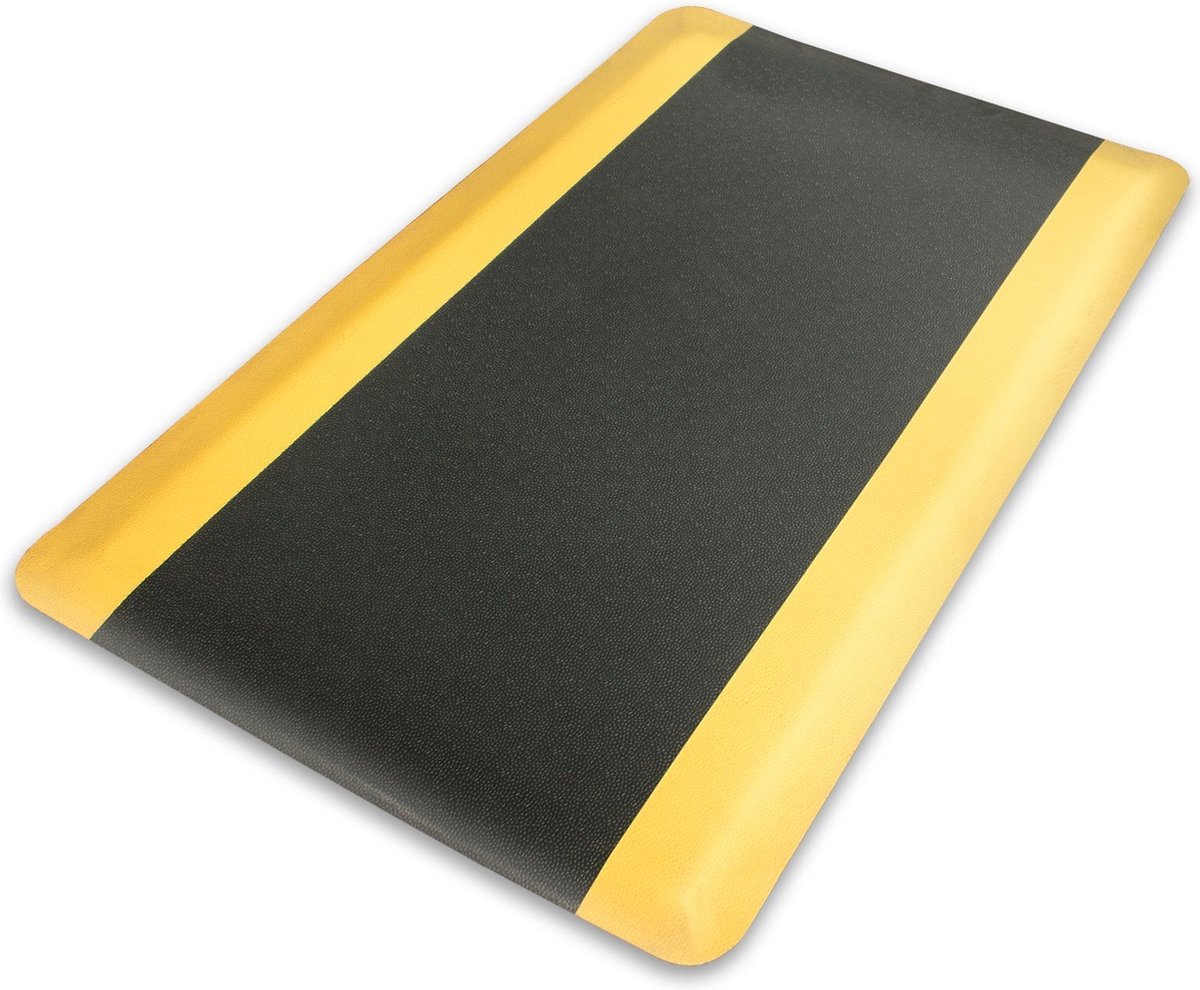 FLOORDIREKT Anti-vermoeidheidsmat - Soft-Tritt - Werkplaatsmat - Zwart-geel - 60 x 400 cm
