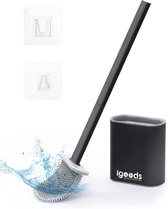 Igoods WC Borstel met Houder - Toiletborstel met Houder - Flexibel - Toiletborstel - Siliconen - Zwart